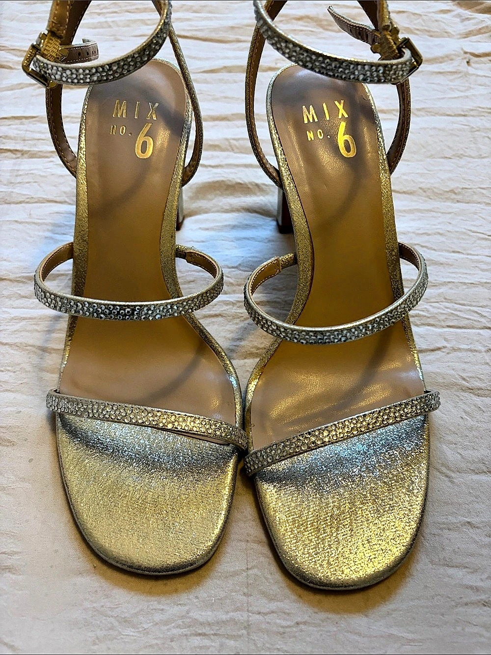 Mix No. 6 M6-A Luciana2 Gold Rhinestone Heels US 8M Like New
